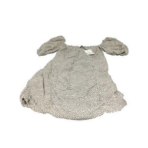 ZARA Women Black White Polka Dot Off Shoulder Ruffle Puff Sleeve Dress Size XL